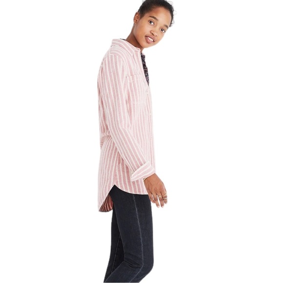 Madewell Flannel Classic Ex-Boyfriend Craig Stripe Top - Picture 3 of 10